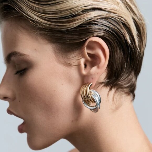 Heaven Mayhem Double Knot Earrings in Mixed Metal One Size Womens Jewelry - Picture 15 of 16